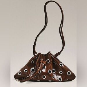 Anthropologie Melie Bianco Paloma Studded Satchel Brown Eyelet Bag
